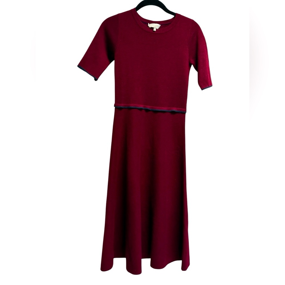 HOBBS LONDON Women’s Burgandy Three Quarter Sleeve Louise Dress - Size 2